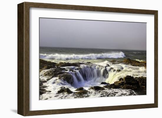 Ocean Storm along Cape Perpetua, Oregon Coast-Craig Tuttle-Framed Photographic Print