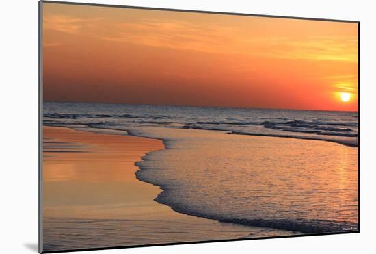 Ocean Sunset (Beach) Art Poster Print-null-Mounted Poster