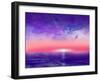 Ocean Sunset Watercolor III-Hallie Clausen-Framed Art Print