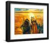 Ocean Sunset with Boat & Jetty-null-Framed Art Print