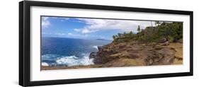 Ocean view from Spitting Caves. Hidden treasure in Honolulu. Oahu. Hawaii.-Tom Norring-Framed Photographic Print