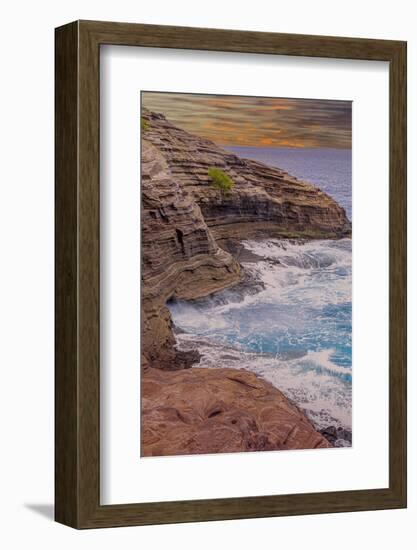 Ocean view from Spitting Caves. Oahu. Hawaii.-Tom Norring-Framed Photographic Print