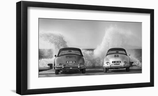 Ocean Waves Breaking on Vintage Beauties (BW)-Gasoline Images-Framed Giclee Print