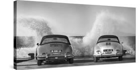 Ocean Waves Breaking on Vintage Beauties (BW)-Gasoline Images-Stretched Canvas