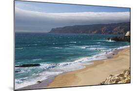 Ocean Waves Crashing on the Sandy Beach of Cascais, Surrounded by Cliffs, Estoril Coast-Roberto Moiola-Mounted Photographic Print