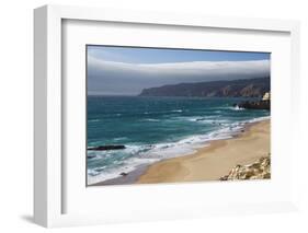 Ocean Waves Crashing on the Sandy Beach of Cascais, Surrounded by Cliffs, Estoril Coast-Roberto Moiola-Framed Photographic Print