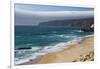 Ocean Waves Crashing on the Sandy Beach of Cascais, Surrounded by Cliffs, Estoril Coast-Roberto Moiola-Framed Photographic Print