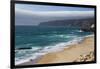 Ocean Waves Crashing on the Sandy Beach of Cascais, Surrounded by Cliffs, Estoril Coast-Roberto Moiola-Framed Photographic Print