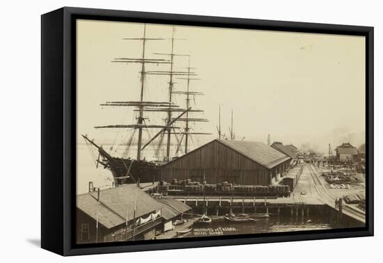 Ocean Wharf in Tacoma, Washington on Commencement Bay, 1893-Thomas Rutter-Framed Stretched Canvas