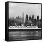 Oceanliner 'Queen Elizabeth' on the Hudson River-Andreas Feininger-Framed Stretched Canvas