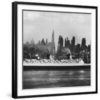 Oceanliner 'Queen Elizabeth' on the Hudson River-Andreas Feininger-Framed Photographic Print