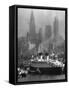 Oceanliner Queen Elizabeth Sailing in to Port-Andreas Feininger-Framed Stretched Canvas