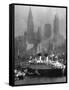 Oceanliner Queen Elizabeth Sailing in to Port-Andreas Feininger-Framed Stretched Canvas