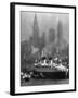 Oceanliner Queen Elizabeth Sailing in to Port-Andreas Feininger-Framed Photographic Print