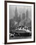 Oceanliner Queen Elizabeth Sailing in to Port-Andreas Feininger-Framed Photographic Print