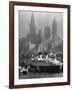 Oceanliner Queen Elizabeth Sailing in to Port-Andreas Feininger-Framed Photographic Print