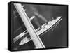 Oceanliner, Queen Mary on Last Sailing from New York to England-Arthur Schatz-Framed Stretched Canvas