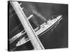 Oceanliner, Queen Mary on Last Sailing from New York to England-Arthur Schatz-Stretched Canvas