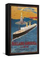 Oceanliner, Statue of Liberty, New York City-null-Framed Stretched Canvas