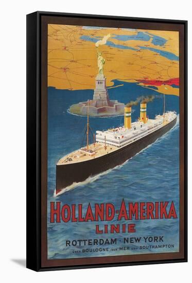 Oceanliner, Statue of Liberty, New York City-null-Framed Stretched Canvas