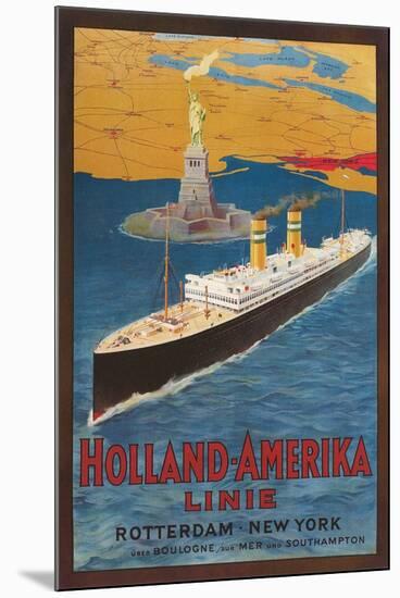 Oceanliner, Statue of Liberty, New York City-null-Mounted Art Print