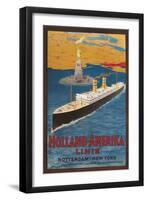 Oceanliner, Statue of Liberty, New York City-null-Framed Art Print