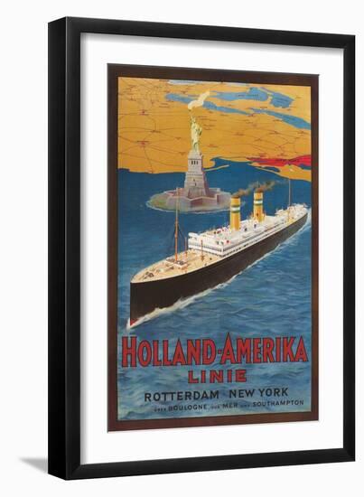 Oceanliner, Statue of Liberty, New York City-null-Framed Art Print