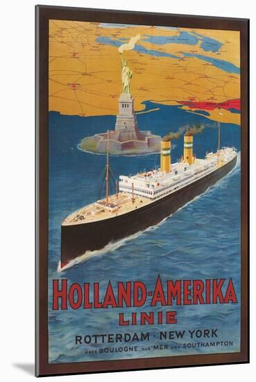 Oceanliner, Statue of Liberty, New York City-null-Mounted Art Print