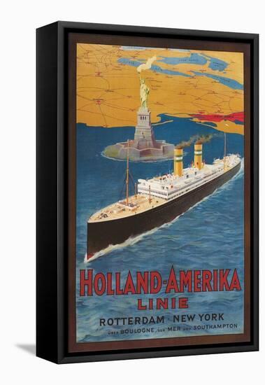 Oceanliner, Statue of Liberty, New York City-null-Framed Stretched Canvas