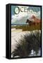 Oceano, California - Horses and Dunes-Lantern Press-Framed Stretched Canvas
