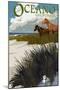 Oceano, California - Horses and Dunes-Lantern Press-Mounted Art Print