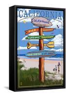 Oceanside, California - Destination Signpost-Lantern Press-Framed Stretched Canvas