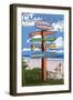 Oceanside, California - Destination Signpost-Lantern Press-Framed Art Print