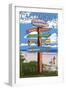 Oceanside, California - Destination Signpost-Lantern Press-Framed Art Print