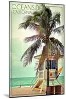 Oceanside, California - Lifeguard Shack and Palm-Lantern Press-Mounted Art Print