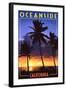 Oceanside, California - Palms and Sunset-Lantern Press-Framed Art Print