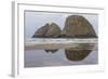 Oceanside, Oregon. Three Arch Rocks Seen from the Beach at Low Tide-Michael Qualls-Framed Photographic Print