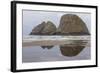 Oceanside, Oregon. Three Arch Rocks Seen from the Beach at Low Tide-Michael Qualls-Framed Photographic Print