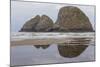 Oceanside, Oregon. Three Arch Rocks Seen from the Beach at Low Tide-Michael Qualls-Mounted Photographic Print