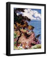 "Oceanside Picnic,"February 1, 1939-G. Kay-Framed Giclee Print