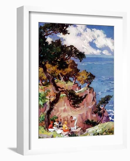 "Oceanside Picnic,"February 1, 1939-G. Kay-Framed Giclee Print