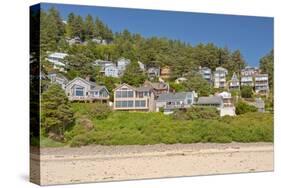 Oceanside township on a hillside, Oregon Coast, Tillamook County, Oregon, USA-null-Stretched Canvas