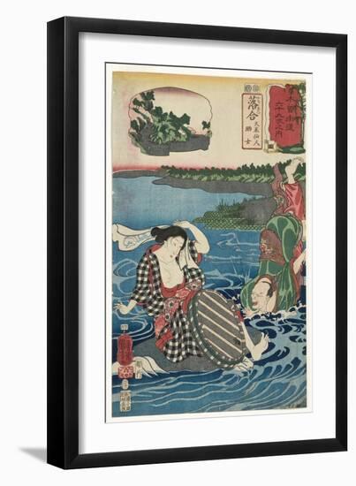 Ochiai: Kume Sennin and the Laundress, 1852-Utagawa Kuniyoshi-Framed Giclee Print