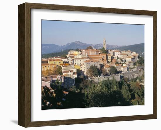 Ochre and Pastels at Sunset, Medieval Hilltop Town, Labin, Istria, Croatia-Ken Gillham-Framed Photographic Print