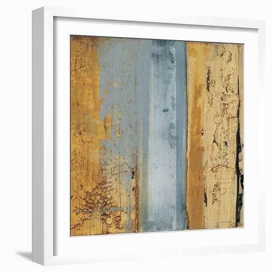 Ochre, Blue Overlay II-Sarah West-Framed Art Print