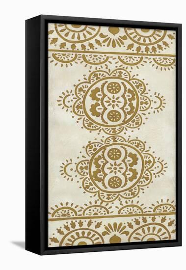 Ochre Embroidery II-Chariklia Zarris-Framed Stretched Canvas