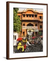 Ochre Facade of Old Building, Sireh Deori Bazaar, Old City, Jaipur, Rajasthan State, India-Eitan Simanor-Framed Photographic Print