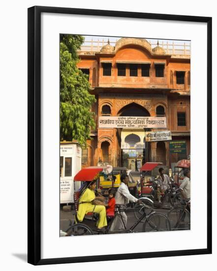 Ochre Facade of Old Building, Sireh Deori Bazaar, Old City, Jaipur, Rajasthan State, India-Eitan Simanor-Framed Photographic Print