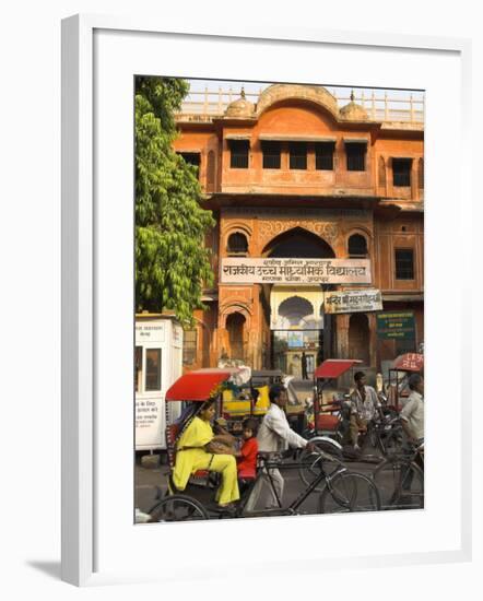 Ochre Facade of Old Building, Sireh Deori Bazaar, Old City, Jaipur, Rajasthan State, India-Eitan Simanor-Framed Photographic Print