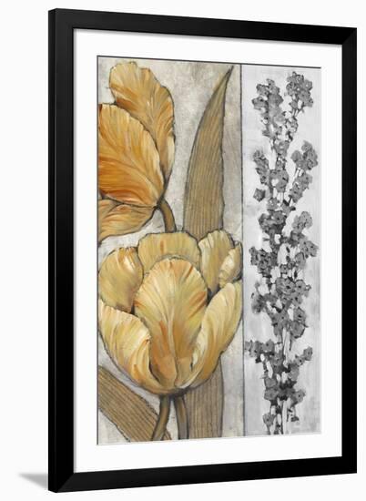 Ochre & Grey Tulips III-Tim O'toole-Framed Art Print